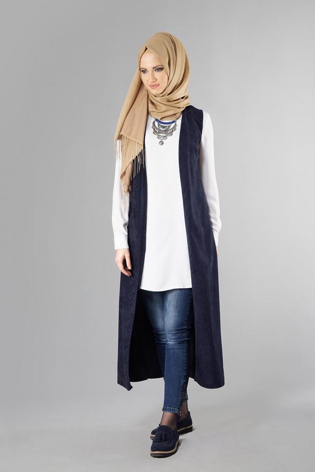 Vêtements hijab  EMBELLISHED SUEDE VEST 9528  - TRENDTESETTÜR