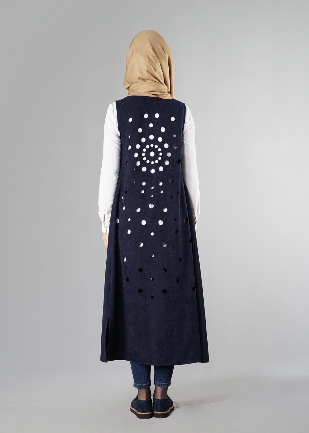 Vêtements hijab BLEU MARINE GILET EN DAIM À EMBELI 9528 