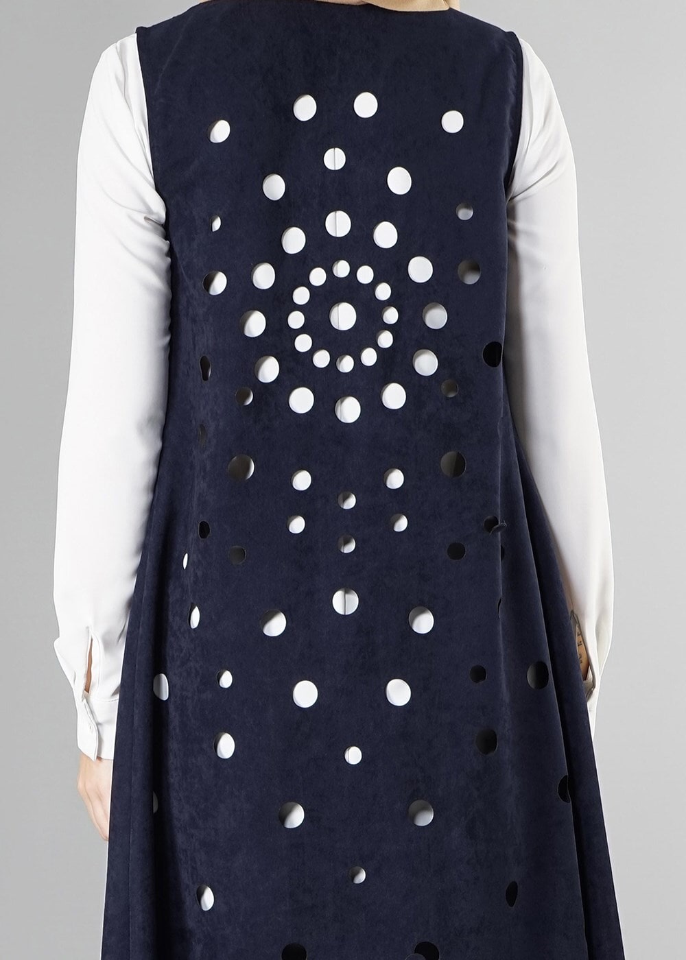 Vêtements hijab BLEU MARINE GILET EN DAIM À EMBELI 9528 