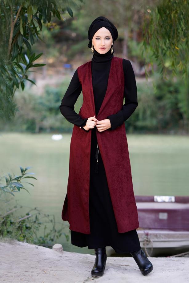 Vêtements hijab  EMBELLISHED SUEDE VEST 9528  - TRENDTESETTÜR