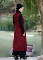 Vêtements hijab ROUGE BORDEAUX GILET EN DAIM À EMBELI 9528 
