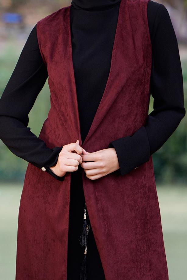 Vêtements hijab  EMBELLISHED SUEDE VEST 9528  - TRENDTESETTÜR