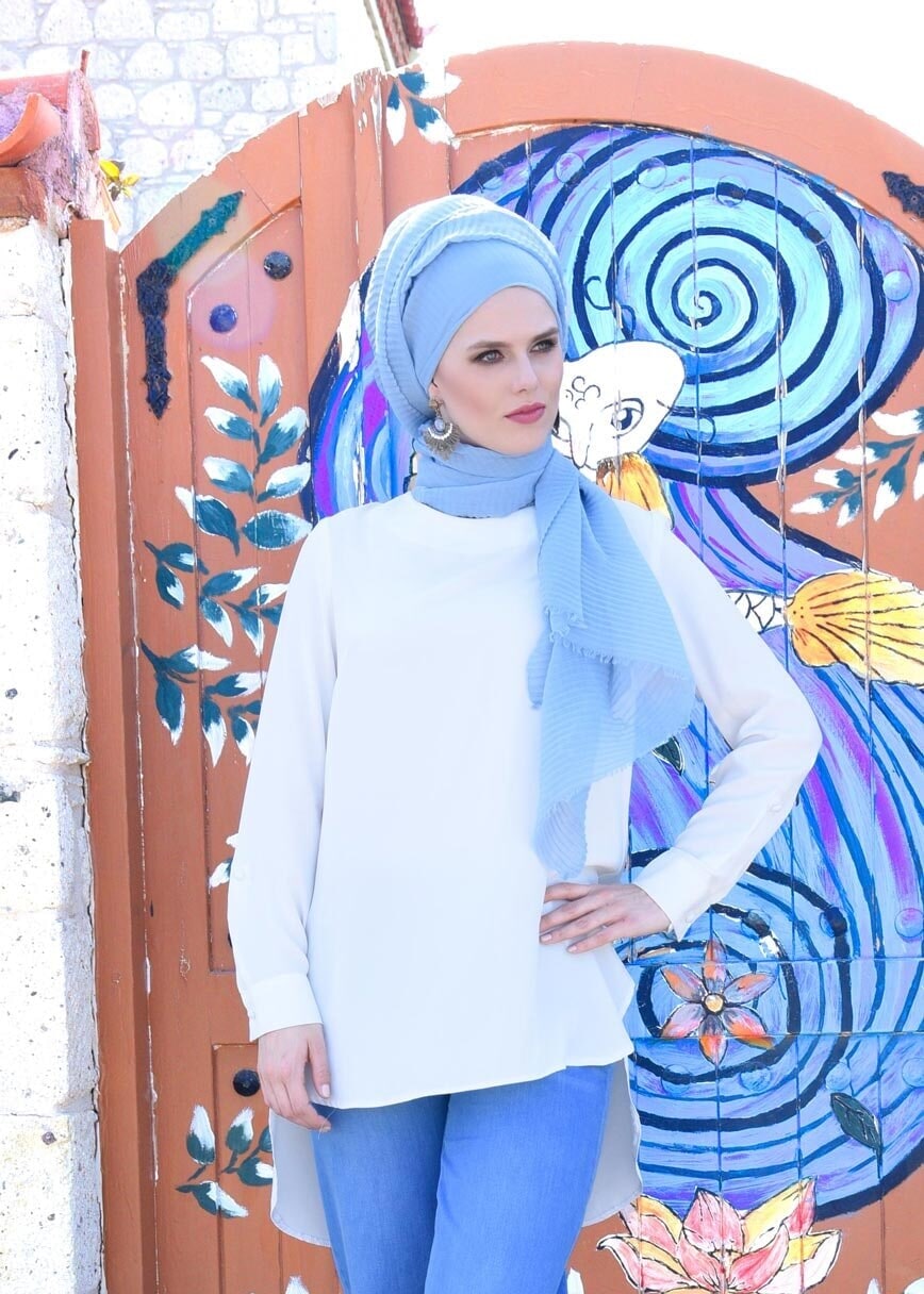 Tesettür giyim KREM T 4920 6277 Tesettür Tunik-Alv Fashion
