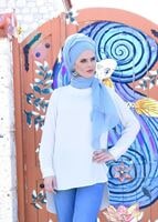 Tesettür giyim KREM T 4920 6277 Tesettür Tunik-Alv Fashion
