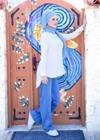 Tesettür giyim KREM T 4920 6277 Tesettür Tunik-Alv Fashion