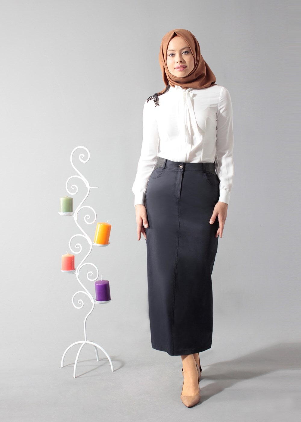 Tesettür giyim LACİVERT 6818 ETEK