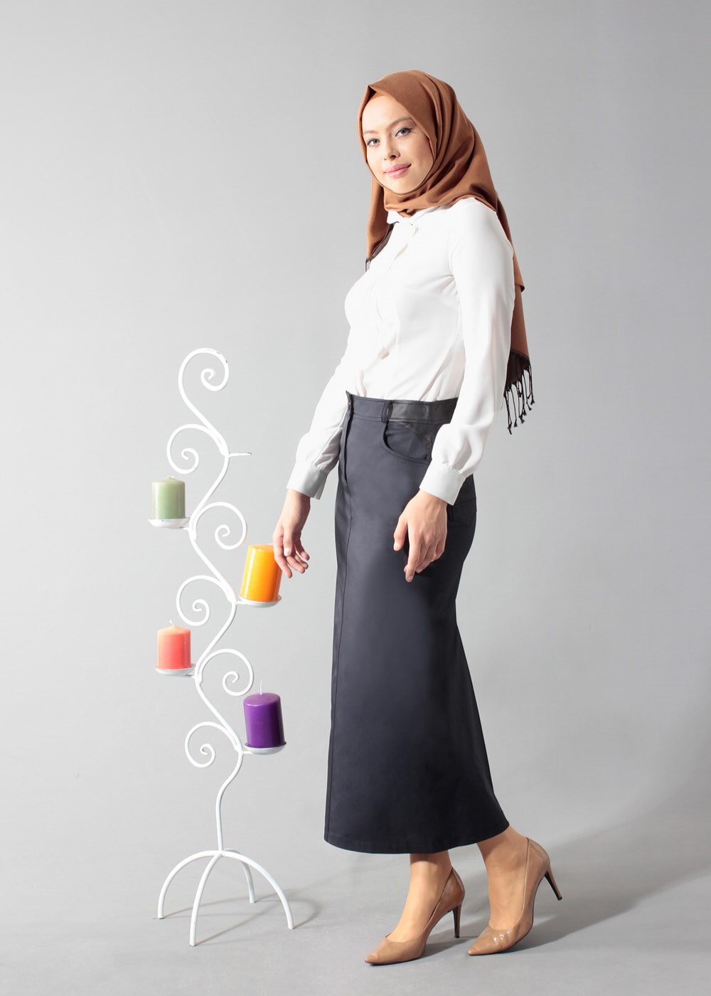 Tesettür giyim LACİVERT 6818 ETEK