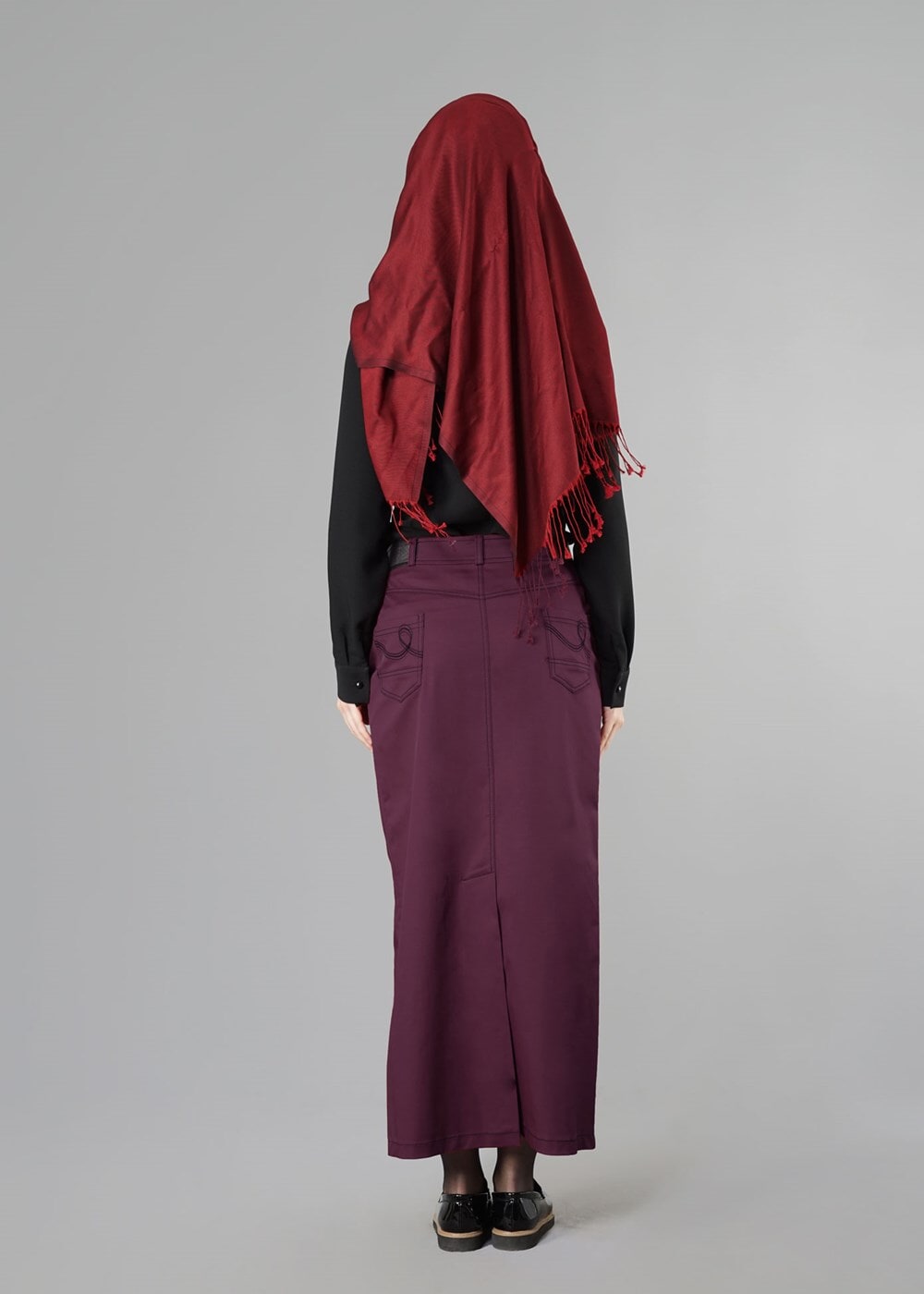 Tesettür giyim BORDO 6818 ETEK