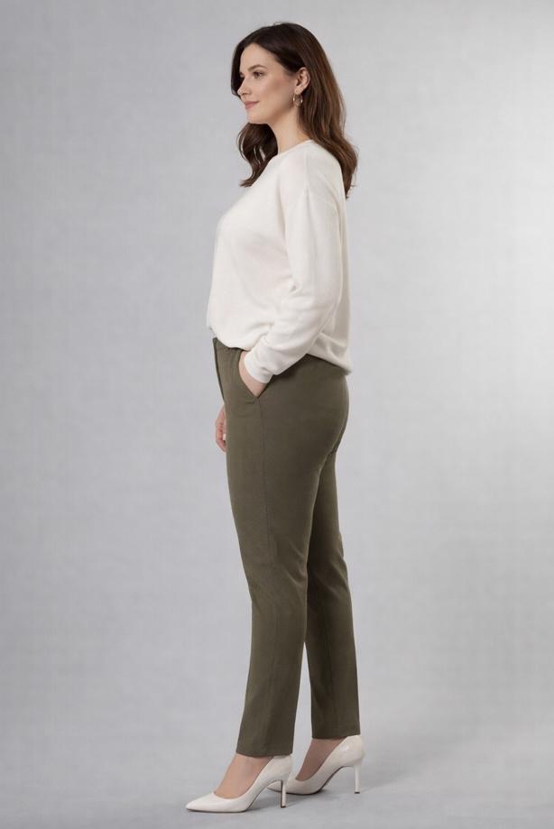 Tesettür giyim HAKİ DÜZ KESİM PANTOLON 7908 - TRENDTESETTÜR