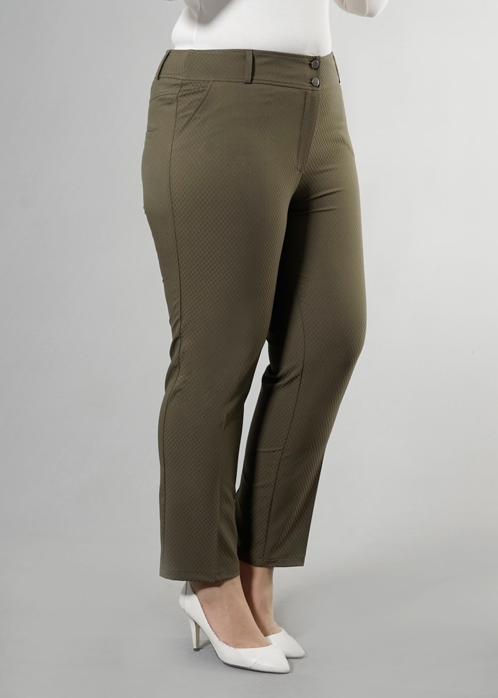 Vêtements hijab KAKI PANTALON EN COUTIL 7908 