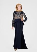 Vêtements hijab BLEU MARINE T 00625 Pul Payet Balık Abiye Elbise-Fy Collection