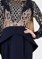 Vêtements hijab BLEU MARINE T 00625 Pul Payet Balık Abiye Elbise-Fy Collection