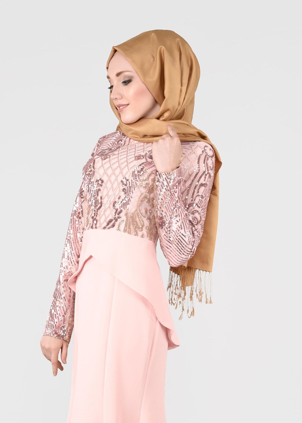 Vêtements hijab OR T 00625 Pul Payet Balık Abiye Elbise-Fy Collection