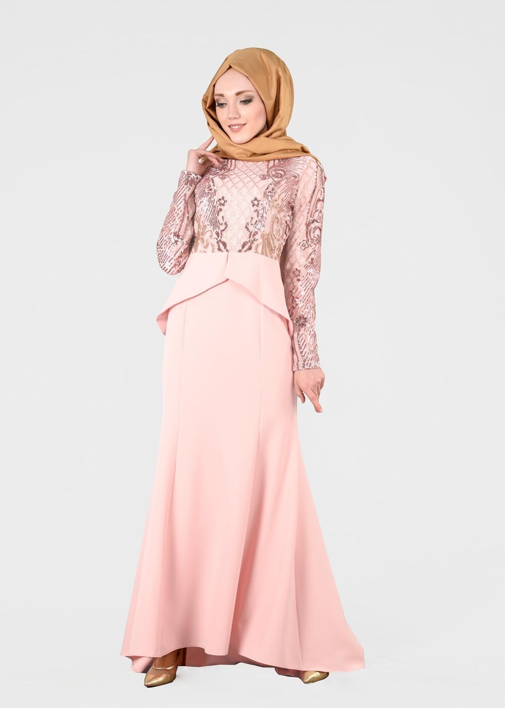 Vêtements hijab OR T 00625 Pul Payet Balık Abiye Elbise-Fy Collection