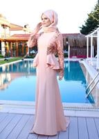 Hijab clothing POWDER T 08525 Fy Collection- Pul Detaylı Tesettür Abiye Elbise