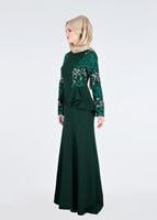 Vêtements hijab VERT T 08525 Fy Collection- Pul Detaylı Tesettür Abiye Elbise