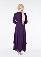 Tesettür giyim MOR T 12225  Fy Collection-Nakış Detaylı Tesettür Abiye Elbise