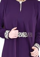 Tesettür giyim MOR T 12225  Fy Collection-Nakış Detaylı Tesettür Abiye Elbise