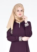 Tesettür giyim MÜRDÜM T 12225  Fy Collection-Nakış Detaylı Tesettür Abiye Elbise