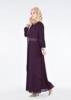 Tesettür giyim MÜRDÜM T 12225  Fy Collection-Nakış Detaylı Tesettür Abiye Elbise