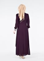 Tesettür giyim MÜRDÜM T 12225  Fy Collection-Nakış Detaylı Tesettür Abiye Elbise