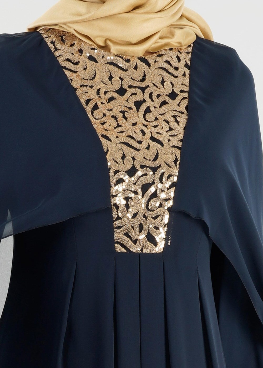 Tesettür giyim LACİVERT T 15525 Fy Collection- İşlemeli Abiye Elbise