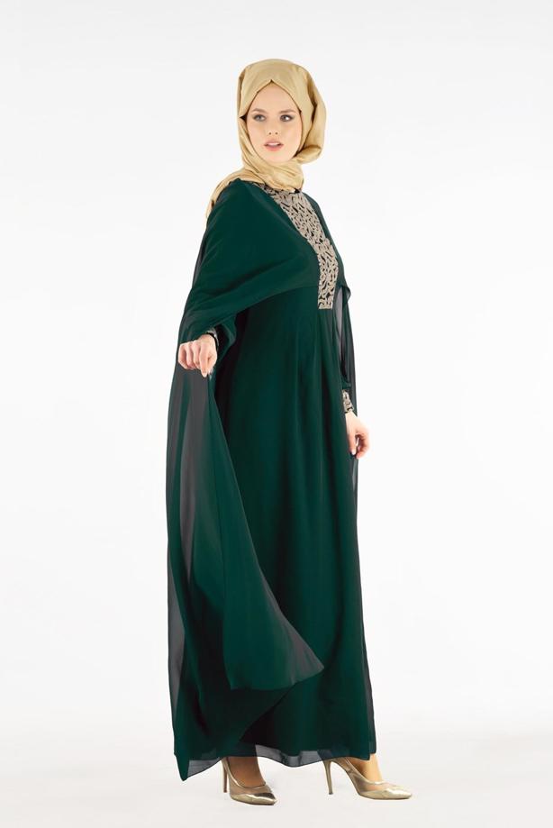 Tesettür giyim  T 15525 Fy Collection- İşlemeli Abiye Elbise - TRENDTESETTÜR