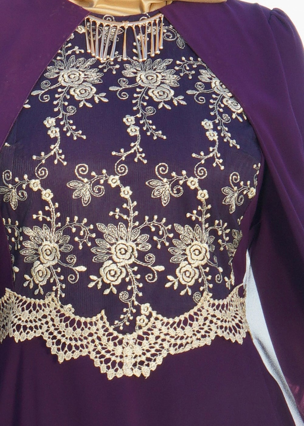 Tesettür giyim MOR T 16525 Fy Collection-Pelerin Detaylı Abiye Elbise