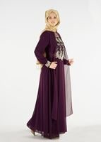 Tesettür giyim MÜRDÜM T 16525 Fy Collection-Pelerin Detaylı Abiye Elbise