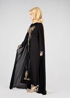 Tesettür giyim SİYAH T 37525 Fy Collection-Payet Detaylı Abiye Elbise