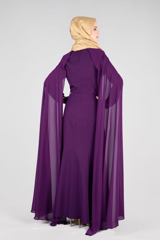 Tesettür giyim  T 37525 Fy Collection-Payet Detaylı Abiye Elbise - TRENDTESETTÜR