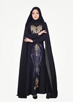 Tesettür giyim LACİVERT T 37525 Fy Collection-Payet Detaylı Abiye Elbise