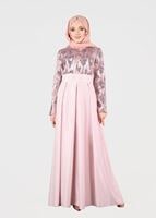 Tesettür giyim PUDRA T 39525 Fy Colllection-Pul Detaylı Abiye Elbise