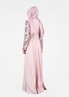 Tesettür giyim PUDRA T 39525 Fy Colllection-Pul Detaylı Abiye Elbise