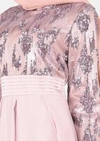 Tesettür giyim PUDRA T 39525 Fy Colllection-Pul Detaylı Abiye Elbise