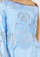 Vêtements hijab BLEU T 40625 Fy Collection-İşleme Detaylı Abiye Elbise