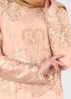 Tesettür giyim PUDRA T 40625 Fy Collection-İşleme Detaylı Abiye Elbise