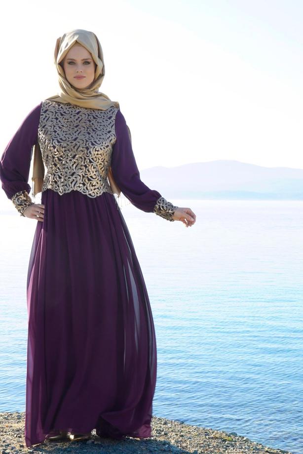 Vêtements hijab  T 48525 Fy Collection-Pul İşlemeli Abiye Elbise - TRENDTESETTÜR