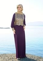 Tesettür giyim MOR T 48525 Fy Collection-Pul İşlemeli Abiye Elbise