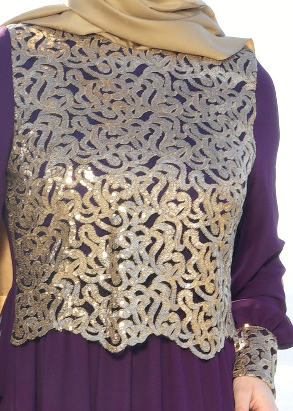 Tesettür giyim MOR T 48525 Fy Collection-Pul İşlemeli Abiye Elbise