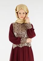 Vêtements hijab ROUGE BORDEAUX T 48525 Fy Collection-Pul İşlemeli Abiye Elbise