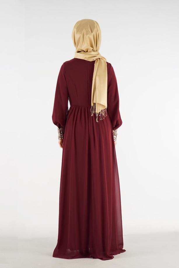 Vêtements hijab  T 48525 Fy Collection-Pul İşlemeli Abiye Elbise - TRENDTESETTÜR