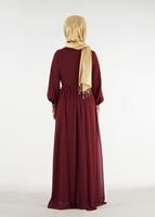 Vêtements hijab ROUGE BORDEAUX T 48525 Fy Collection-Pul İşlemeli Abiye Elbise