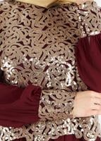 Vêtements hijab ROUGE BORDEAUX T 48525 Fy Collection-Pul İşlemeli Abiye Elbise