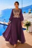 Tesettür giyim MÜRDÜM T 48525 Fy Collection-Pul İşlemeli Abiye Elbise