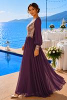 Tesettür giyim MÜRDÜM T 48525 Fy Collection-Pul İşlemeli Abiye Elbise