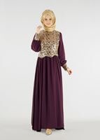 Vêtements hijab PRUNE T 48525 Fy Collection-Pul İşlemeli Abiye Elbise