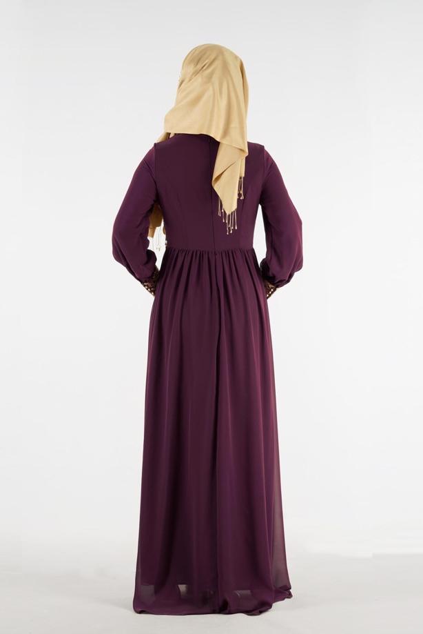 Vêtements hijab  T 48525 Fy Collection-Pul İşlemeli Abiye Elbise - TRENDTESETTÜR
