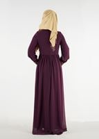 Vêtements hijab PRUNE T 48525 Fy Collection-Pul İşlemeli Abiye Elbise