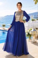 Hijab clothing NAVY BLUE T 48525 Fy Collection-Pul İşlemeli Abiye Elbise